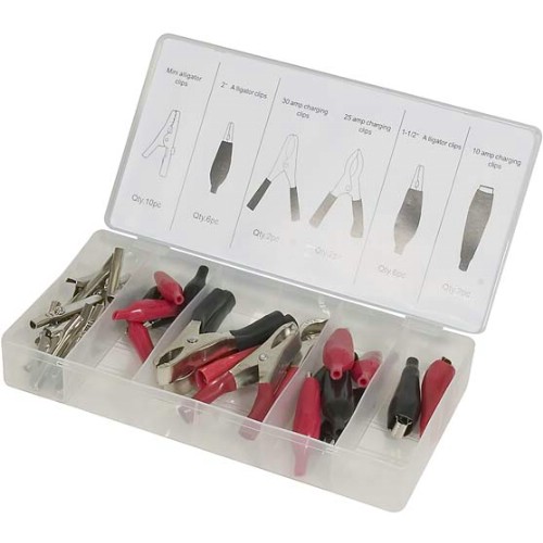 Sortimentslåda krokodil och laddningsklämmor