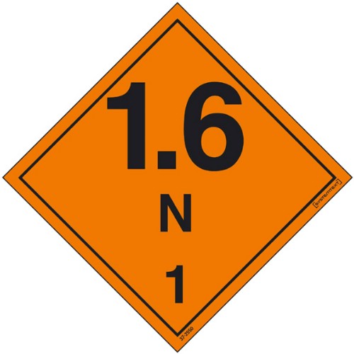 Skylt ADR explosiva ämnen nr 1.6 N1 självhäftande