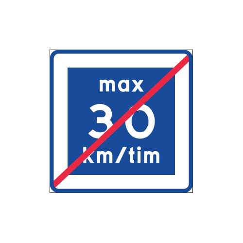 Vägmärke rekommenderad lägre hastighet upphör