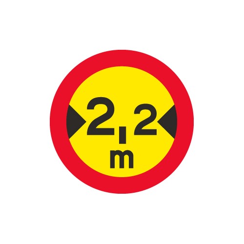 Vägmärke begränsad fordonsbredd 2,2 m