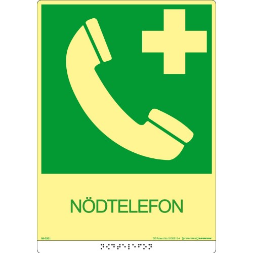 Skylt nödtelefon Supernova färgefterlysande taktil