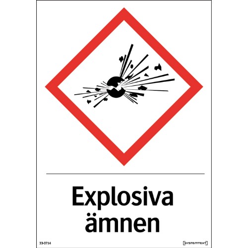 Skylt CLP explosiva ämnen