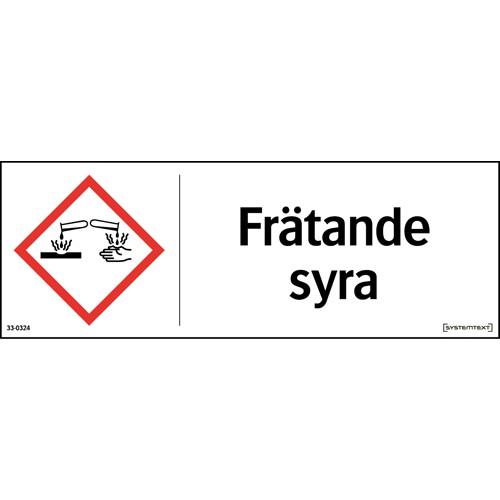 Skylt CLP frätande syra