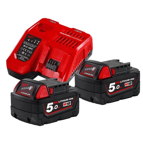 Laddare- och batteripaket MILWAUKEE 2x18 V 5,0 Ah Li-Ion