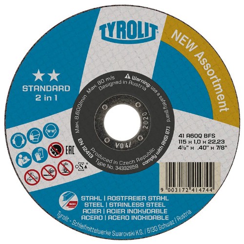 Kapskiva TYROLIT Standard 2in1 Stål/Rfr Typ 41