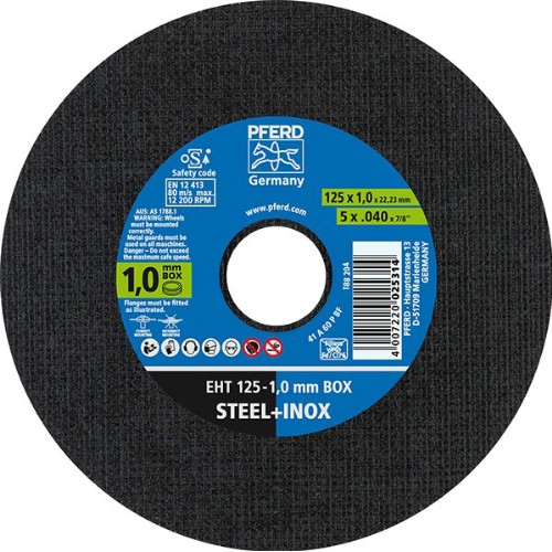 Kapskiva PFERD EHT 125-1,0 mm BOX STEEL+INOX Typ 41
