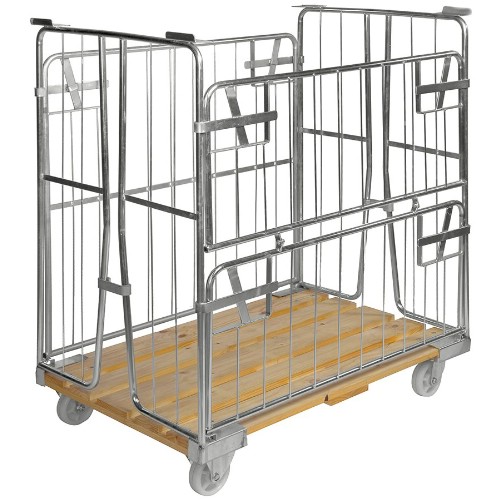 Rullcontainer KM med träbotten 4 sidor