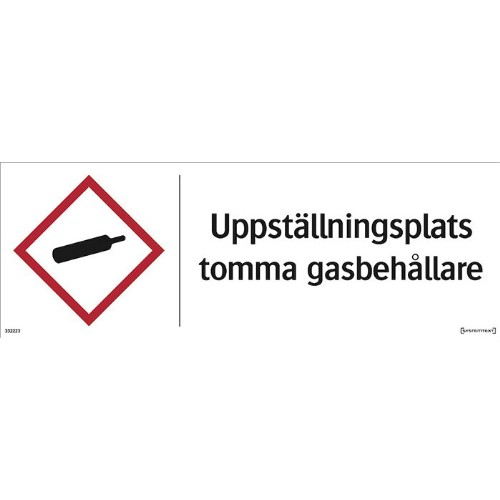Skylt CLP uppställningsplats tomma gasbehållare