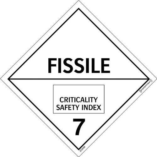 Skylt ADR fissila ämnen riskgrupp nr 7E självhäftande