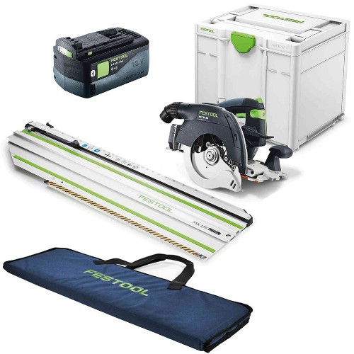 Paket, FESTOOL Cirkelsåg HKC55EB, kapskena, väska, batteri