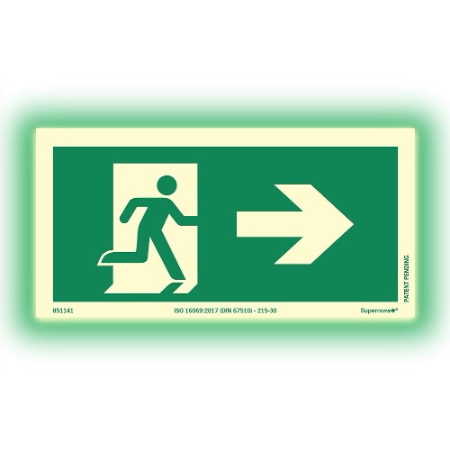 Skylt utrymningsväg pil Supernova+ färgefterlysande