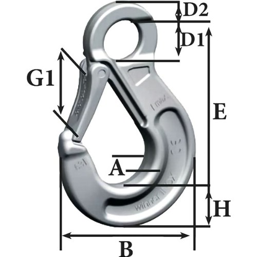 Spärrkrok BEDSAB HSWI Klass 6 rostfri