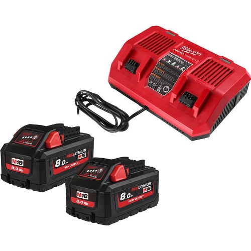 Laddare- och batteripaket MILWAUKEE 2x18 V 8,0 Ah Li-Ion