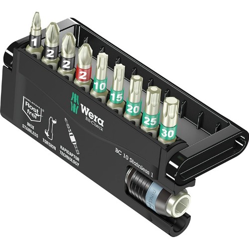 Bitssats 1/4" WERA Bit-Check 10 Stainless 1
