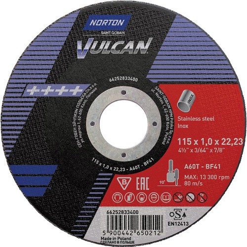 Kapskiva NORTON Vulcan Inox Typ 41