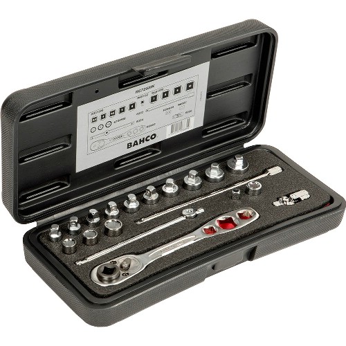 Hylsnyckelsats 1/4" mm 19 delar BAHCO R6725MK kyl
