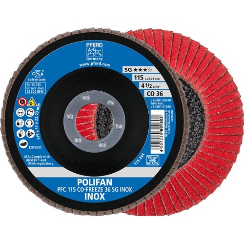 Lamellrondell PFERD PFC CO-FREEZE SG INOX vinklad