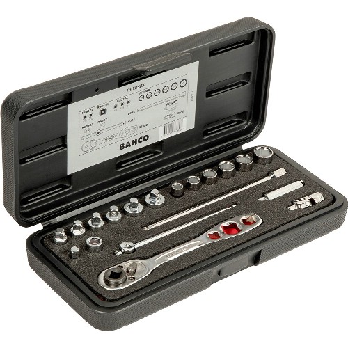 Hylsnyckelsats 1/4" tum 19 delar BAHCO R6725ZK kyl