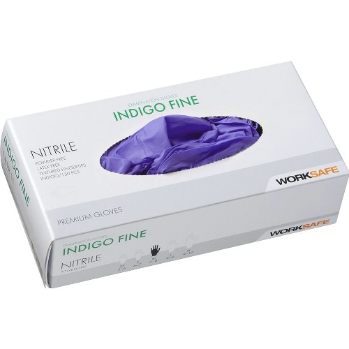 Engångshandske WORKSAFE Indigo Fine nitril puderfri